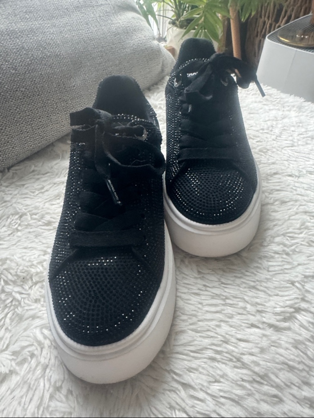 Black Michael Kors Sparkle Platform Sneakers - Women